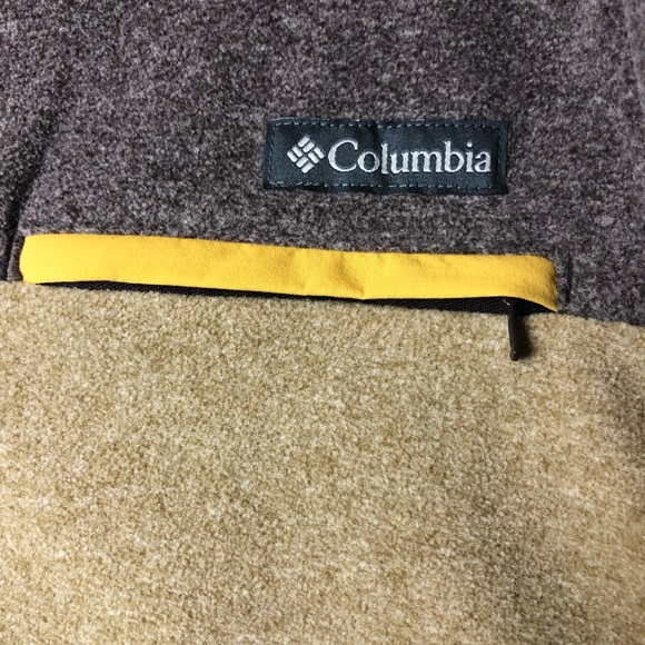 Columbia Jacket Men’s 1/4 Snap Button Pull Over Fleece Beige Brown Size Medium - Picture 2 of 6
